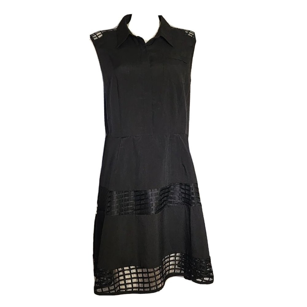 SIGNATURE COLLECTION Solid All Black Sleeveless Collared Dress Womens Size XL